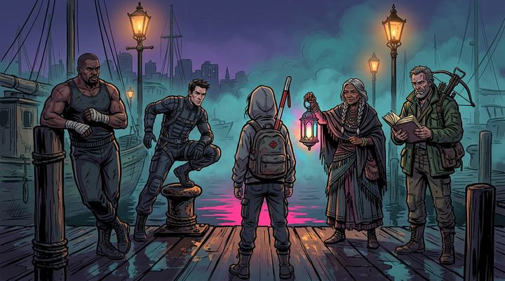 Les quatre tuteurs sur le ponton